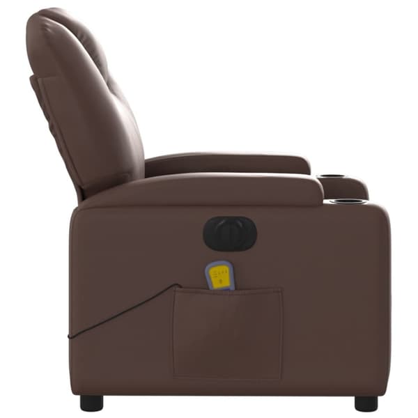 Elektrisk massagefåtölj brun konstläder