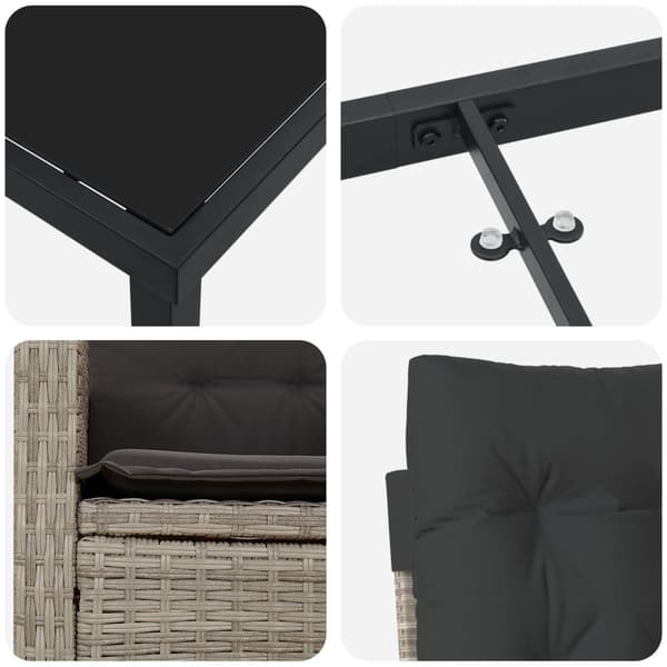 Trädgårdsmöbelset med kudde 7 pcs Ljusgrå konstrotting