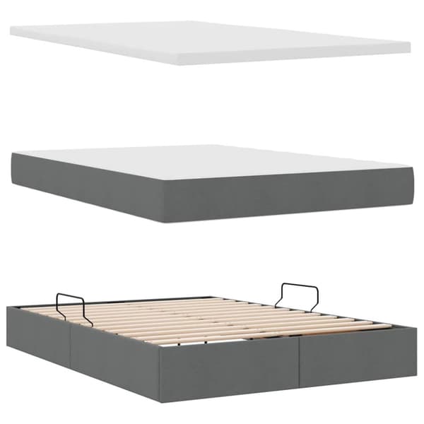 Förvaringssäng med madrass Mörkgrå 140 x 190 cm Polyester
