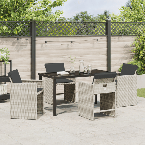 Trädgårdsmöbelset 5 pcs Ljusgrå konstrotting