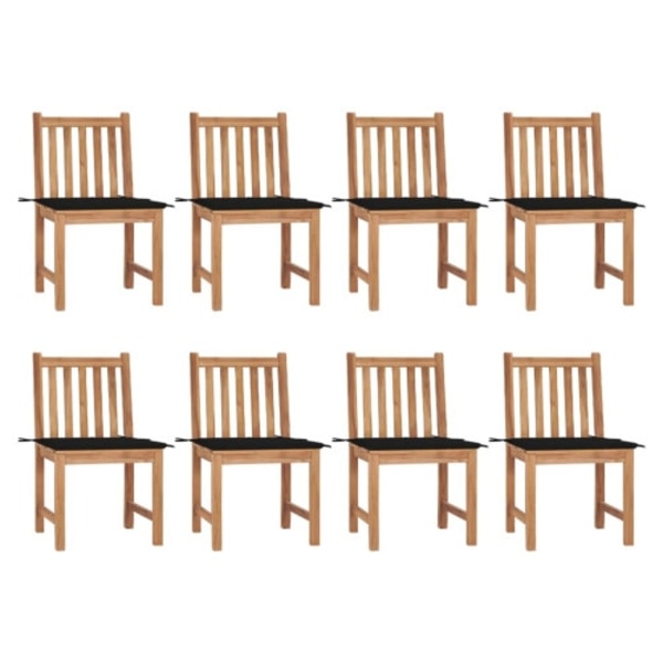 Trädgårdsstolar 8 st med dynor massiv teak