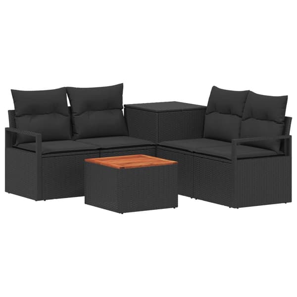 Soffset 6 st Svart Poly Rattan och stål