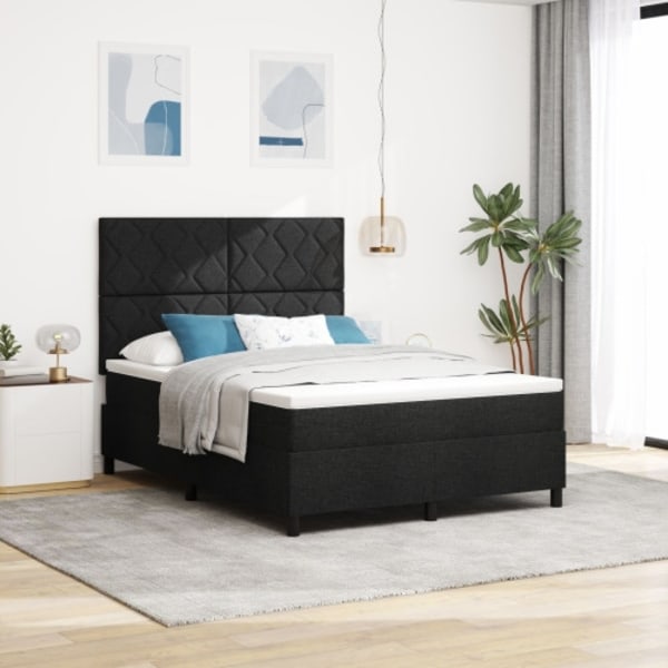Boxspring säng med madrass Svart 140x200 cm Tyg