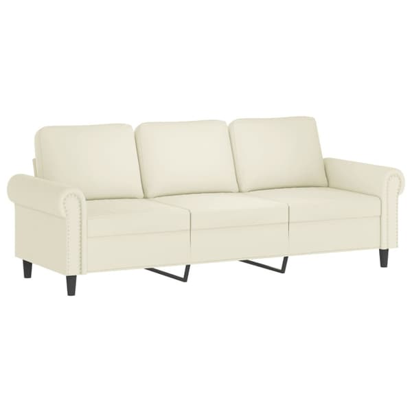 3-sitssoffa gräddvit 180 cm sammet