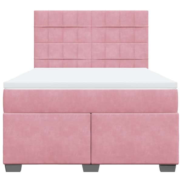 Ramsäng med madrass rosa 140x200 cm sammet