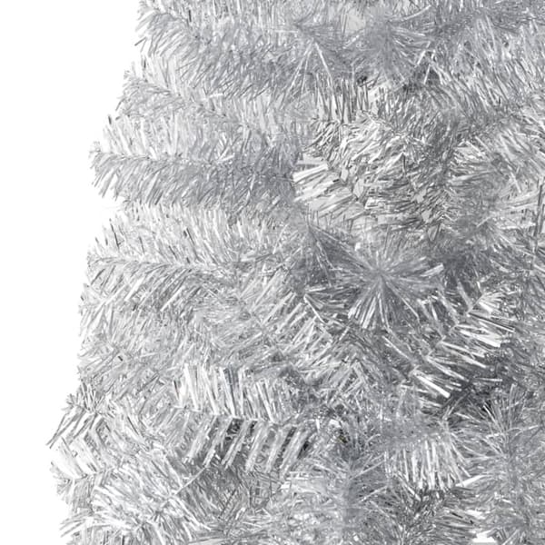 Smal halv plastgran med stativ silver 180 cm