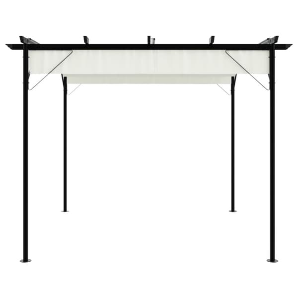 Pergola med indragbart tak gräddvit 3x3 m stål