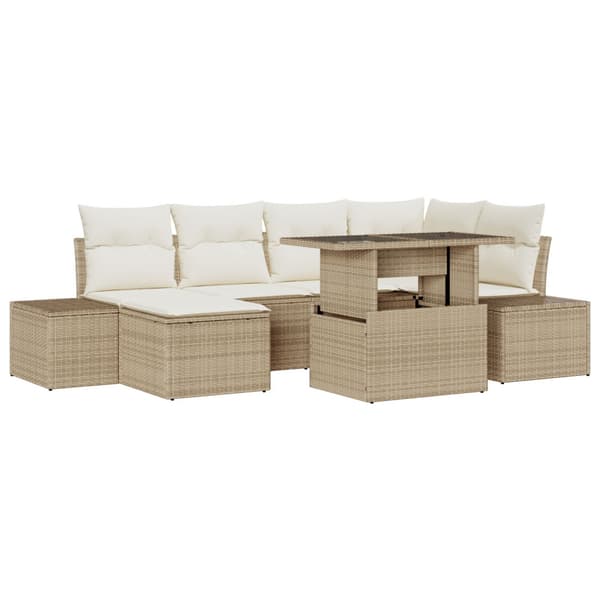 Trädgårdsoffset 7 st Beige och gräddfärgad konstrotting