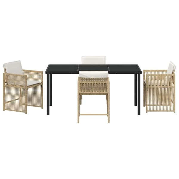Trädgårdsmöbelset 5 pcs Beige konstrotting