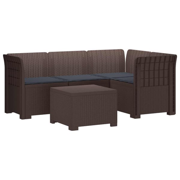 4-sits Trädgårdsoffa med Kuddar Rattan Look PP Brun