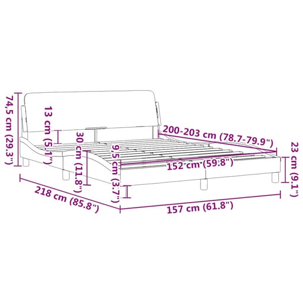 Bed Frame "Dover" Light Grey 152x203 cm Fabric