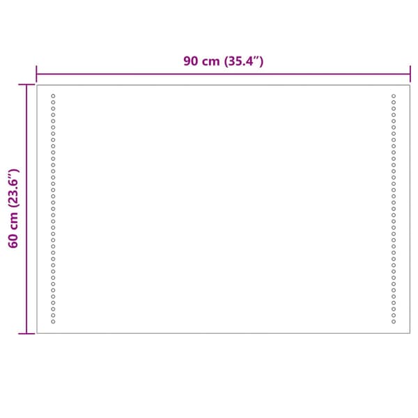 LED Badrumsspegel Transparent 90 x 60 cm härdat glas