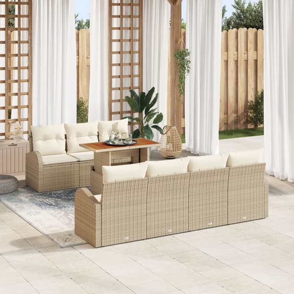 Trädgårdsoffset med lagring 8 pcs Beige Poly rattan