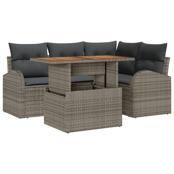 Trädgårdsoffset med lagring 5 pcs Grå Poly rattan