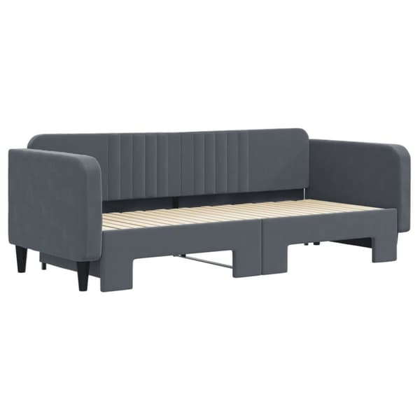 Dagbädd utdragbar mörkgrå 90x200 cm sammet