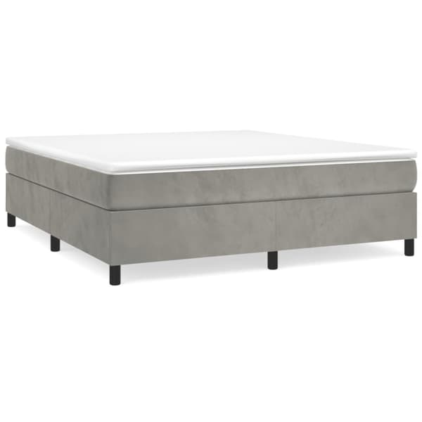 Ramsäng med madrass ljusgrå 180x200 cm sammet