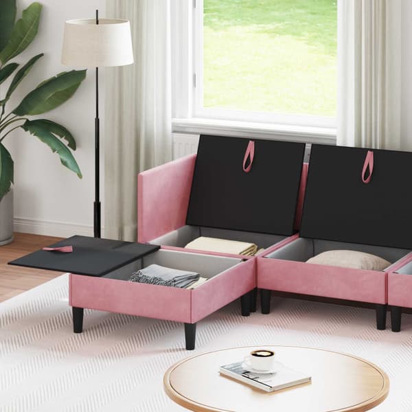 Möbelset för vardagsrummet med kudde 6 pcs Rosa Sammet