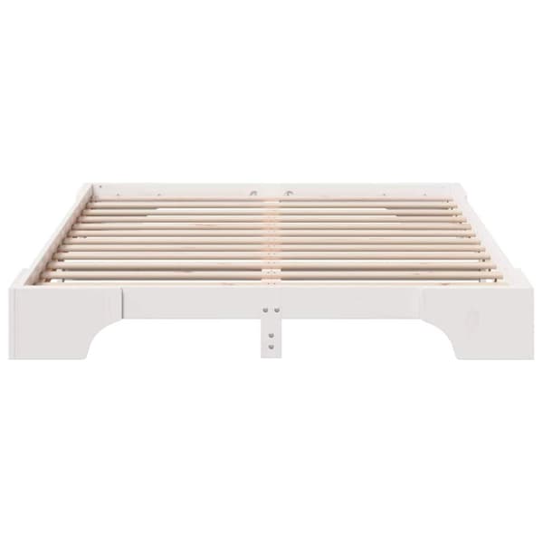 Sängram Vit 150 x 200 cm Massiv furu