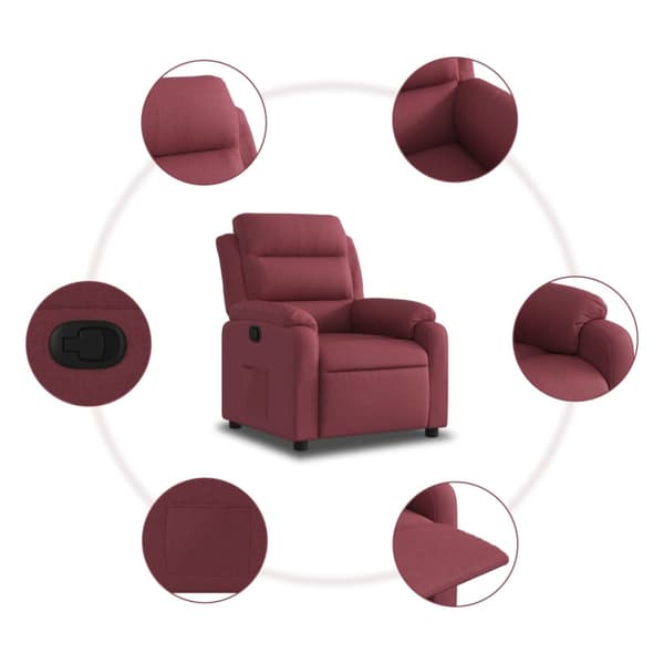 Reclinerfåtölj vinröd tyg