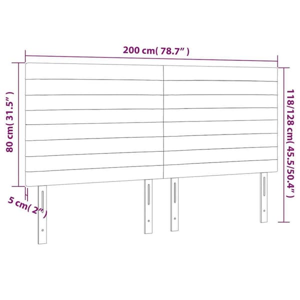 Sänggavel LED mörkblå 200x5x118/128 cm sammet