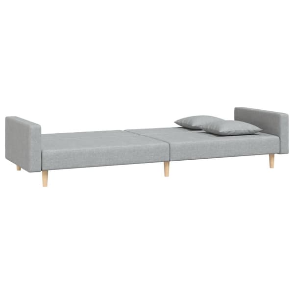 Bäddsoffa 2-sits med två kuddar ljusgrå tyg
