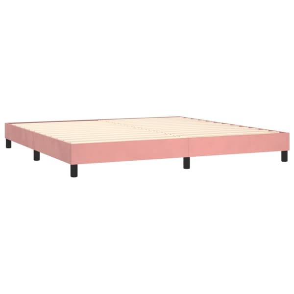 Ramsäng med madrass & LED rosa 200x200 cm sammet