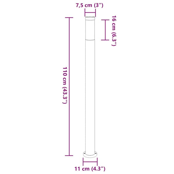 Pollare 3 st 110 cm rostfritt stål IP44