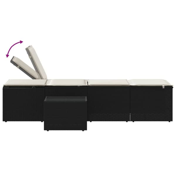 Modulära solstolar 2 st med bord svart konstrotting