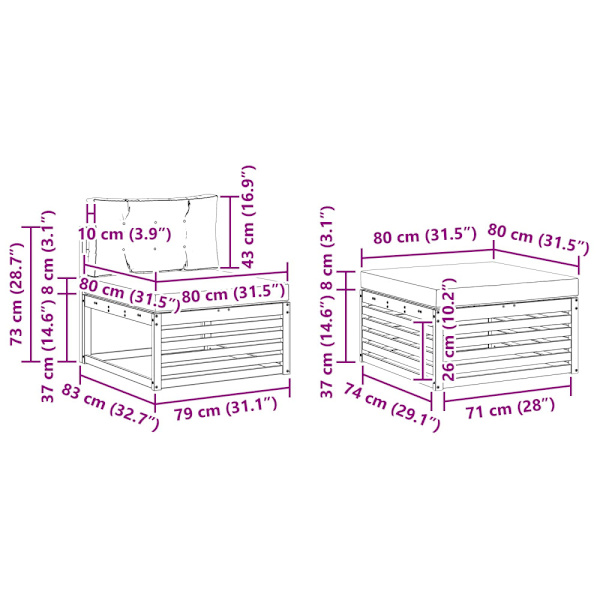 Utomhussoffset 4 pcs Vit och antracit