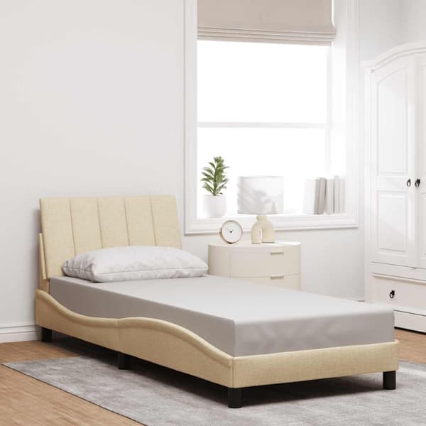 Bed Frame without Mattress "Hanko" Cream 90x190cm Fabric