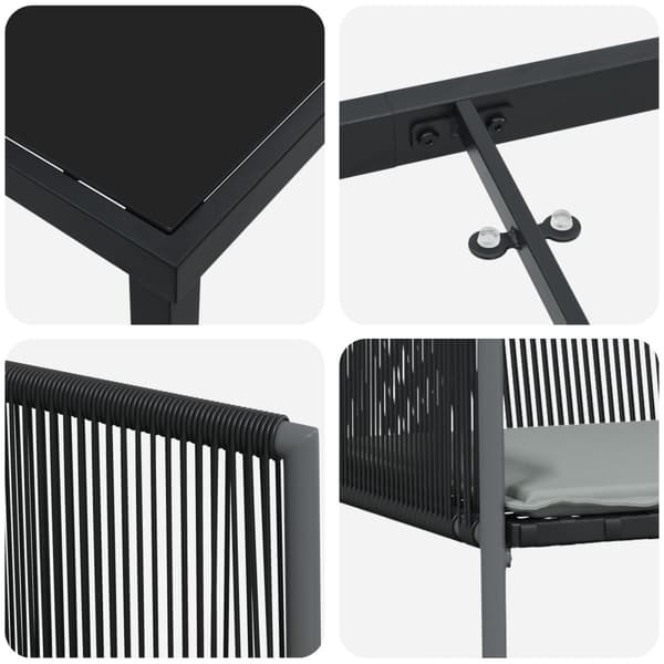 Trädgårdsmöbelset 9 pcs Svart PE Rattan