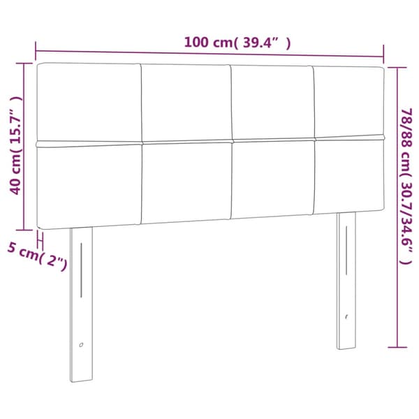 Sänggavel LED blå 100 x 5 x 78/88 cm sammet