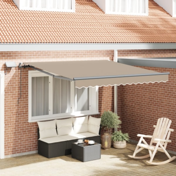 Manuell Utdragbar Markis med LED Beige 300x250 cm