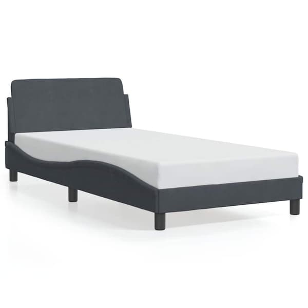 Bed Frame "Dover" Dark Grey 100x190 cm Velvet