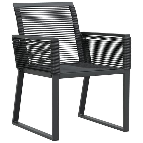 Trädgårdsmöbelset 7 pcs Svart Pulverlackerat stål