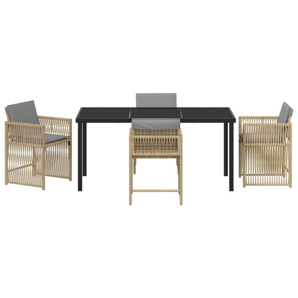 Trädgårdsmöbelset 5 pcs Beige konstrotting