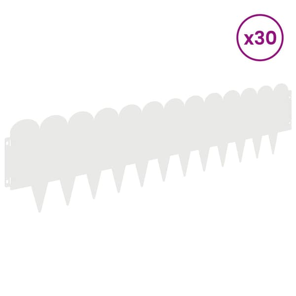 Kant för gräsmatta 30 pcs 103 x 25 cm Stål Vit