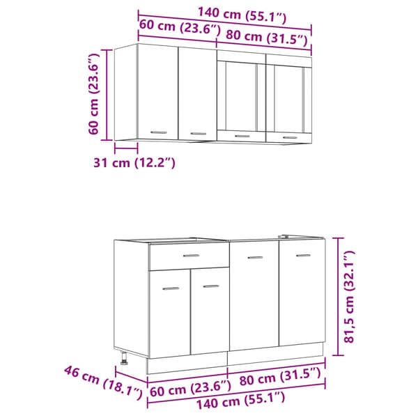 Köksenhet Lyon 4 pcs Rökt ek Konstruerat trä