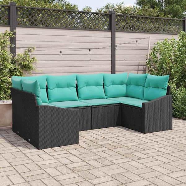 Soffset med kudde 6 pcs Svart konstrotting