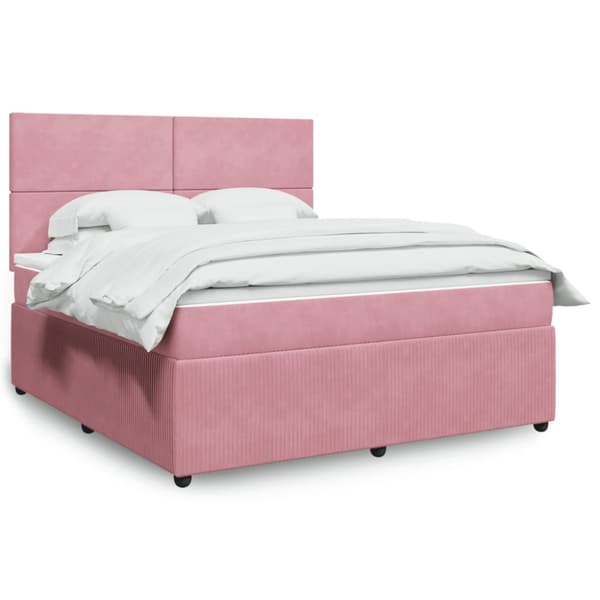 Ramsäng med madrass rosa 180x200 cm sammet