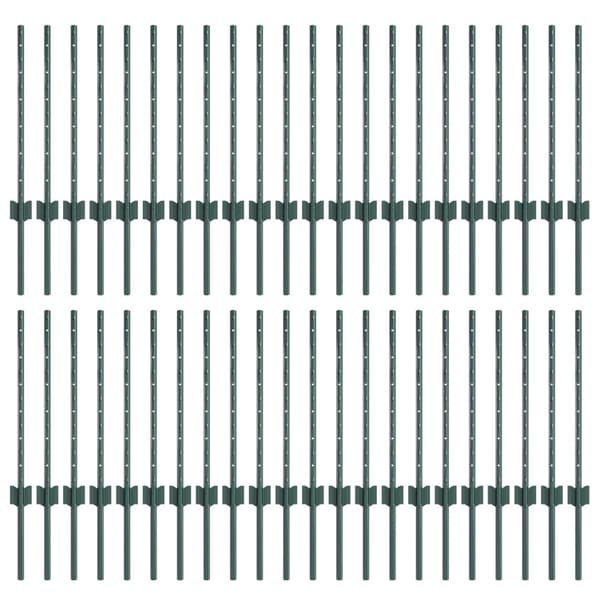 Stängselstolpe 44 pcs Grön 100 cm Stål