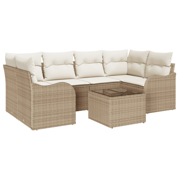 Trädgårdsoffset 7 st 6-Antal sittplatser Beige och gräddfärgad