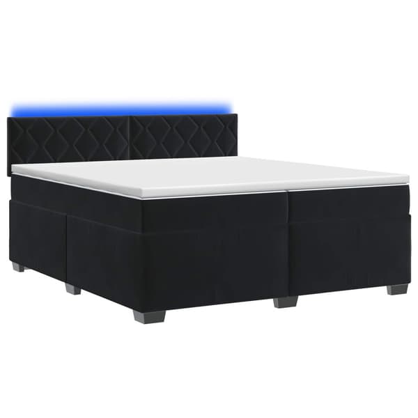 Boxspring säng med madrass och LED Svart 200 x 200 cm Sammet
