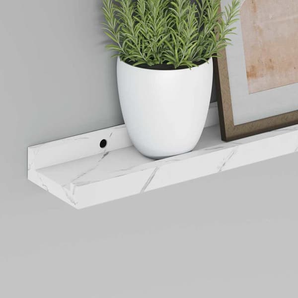 Vägg hylla Väggmonterat 4 pcs Vit marmor 40 x 9 x 3 cm