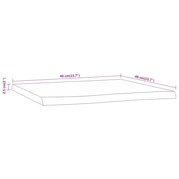 Bordsskiva 40x40x2,5 cm rektangulär massiv akacia rustik kant