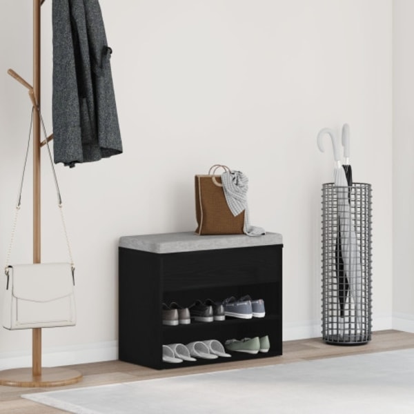 Hallbänk svart ek 60x30x45 cm konstruerat trä