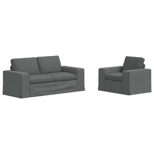 Soffset 2 pcs Mörkgrå 182 x 80 x 82 cm tyg