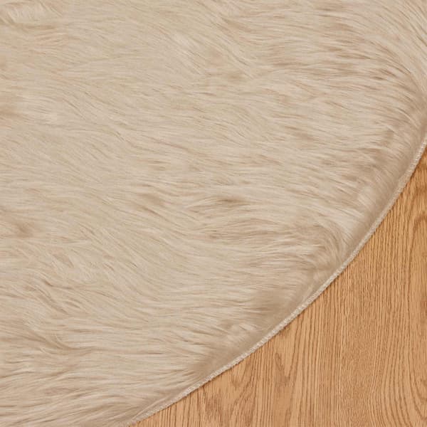 Fuskfäll matta TAFALLA Beige Ø 200 cm Polyester