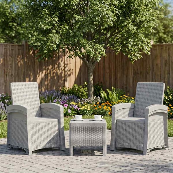 Reclining gardenstol i rottinglook 2 pcs Vit PP