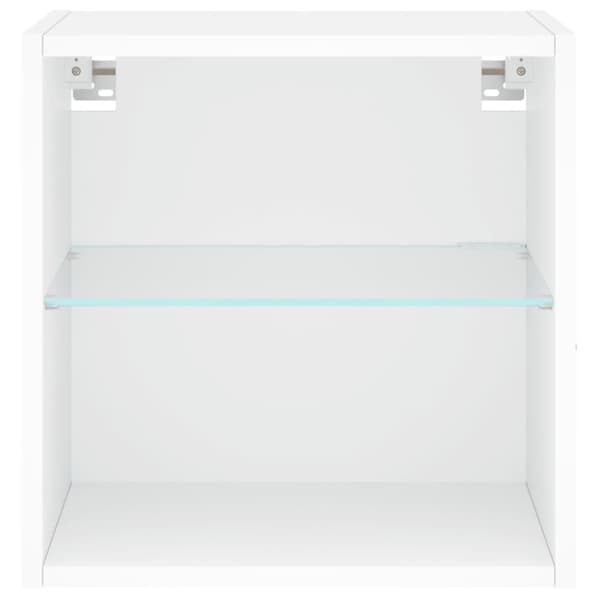 Väggmonterade sängbord med LED-lampor vit